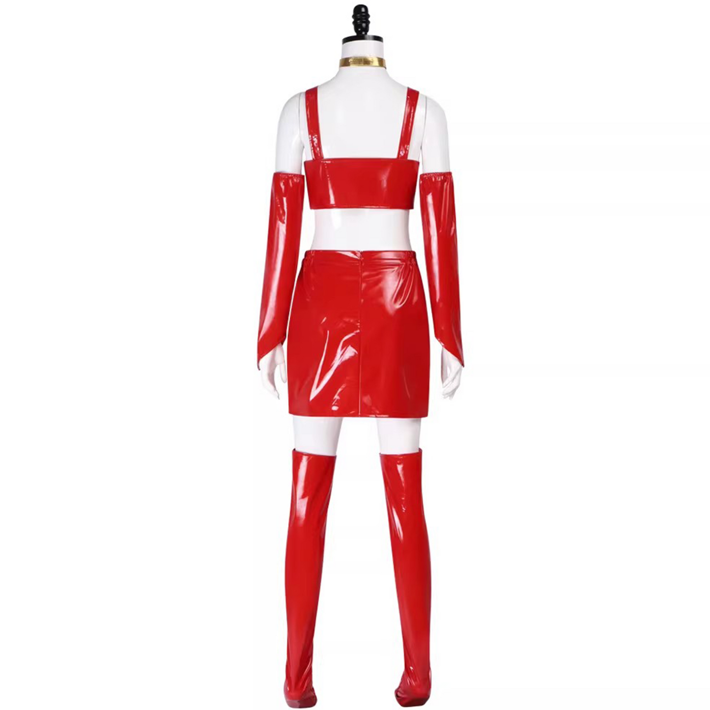 Dragon Ball Bulma Cosplay Costume Red Striped Outfit with Wig Anime Convention Set DB014