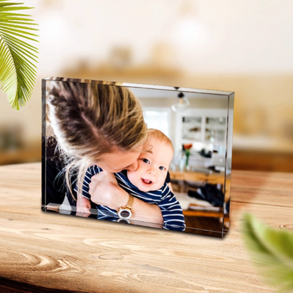 Personalized Crystal Photo Block Frame | High-End Minimalist Acrylic Picture Display | Custom Commemorative Gift for Weddings & Anniversaries