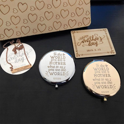 Custom Text Logo Portable Mirror – Bridesmaid Gift, Bride Souvenir, Company Gift, Graduation Gift, Makeup Mirror