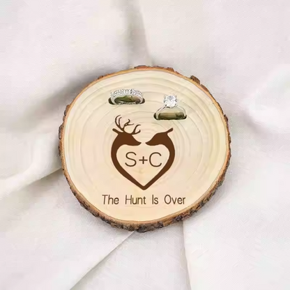 Vintage Engraved Wooden Proposal Ring Holder/Tray, European Wedding Ring Holder/Tray party X party