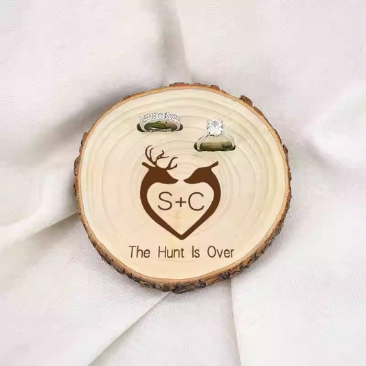 Vintage Engraved Wooden Proposal Ring Holder/Tray, European Wedding Ring Holder/Tray party X party