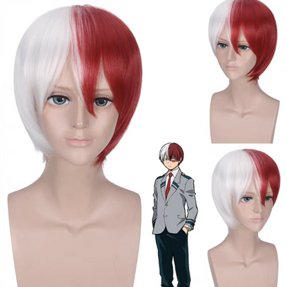 Shoto Todoroki Cosplay Wig – My Hero Academia Half Red Half White Short Anime Wig | UA012