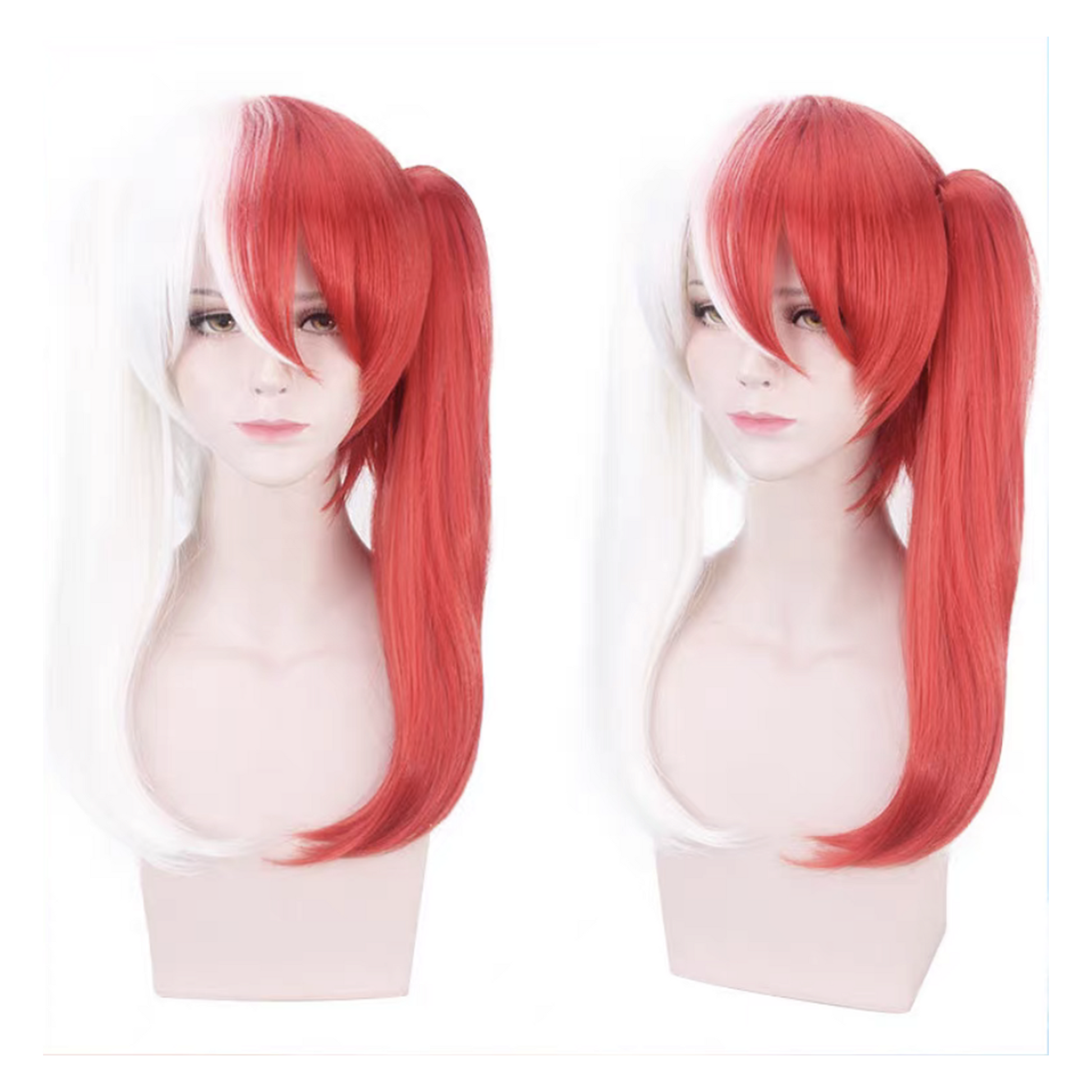 Shoto Todoroki Genderbend Cosplay Wig – My Hero Academia Realistic Red White Anime Hair Wig | UA013