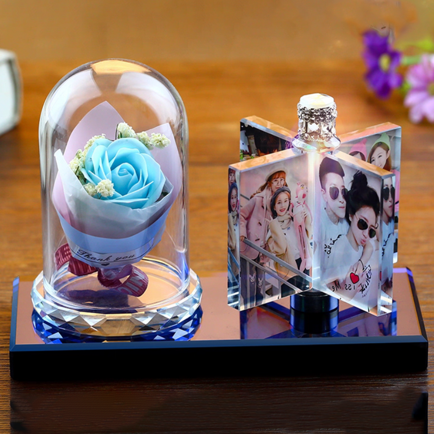 Custom Photo Crystal Lamp | Personalized Glowing Picture Frame | Unique Tabletop Wedding or Anniversary Gift | Creative DIY Light Display