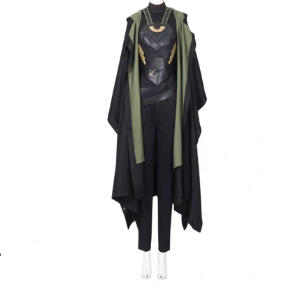 Female Loki Upgraded Cosplay Costume Set – Helmet, Vest, Cape, Gloves & Belt Full Outfit | MTJ317 party X party