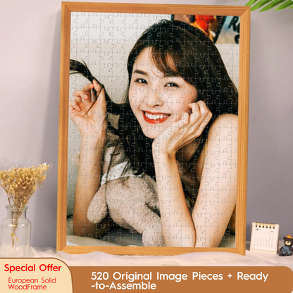 Personalized Couple Photo Jigsaw Puzzle with Solid Wood Frame – Custom Love Puzzle Gift (500–1314 Pieces)