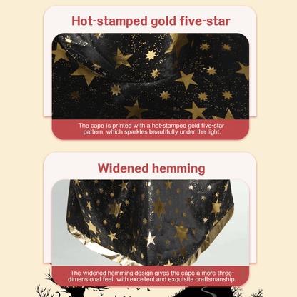 Kids' Wizard Costume Set – Halloween Cape & Hat with Gold Stars - party X party