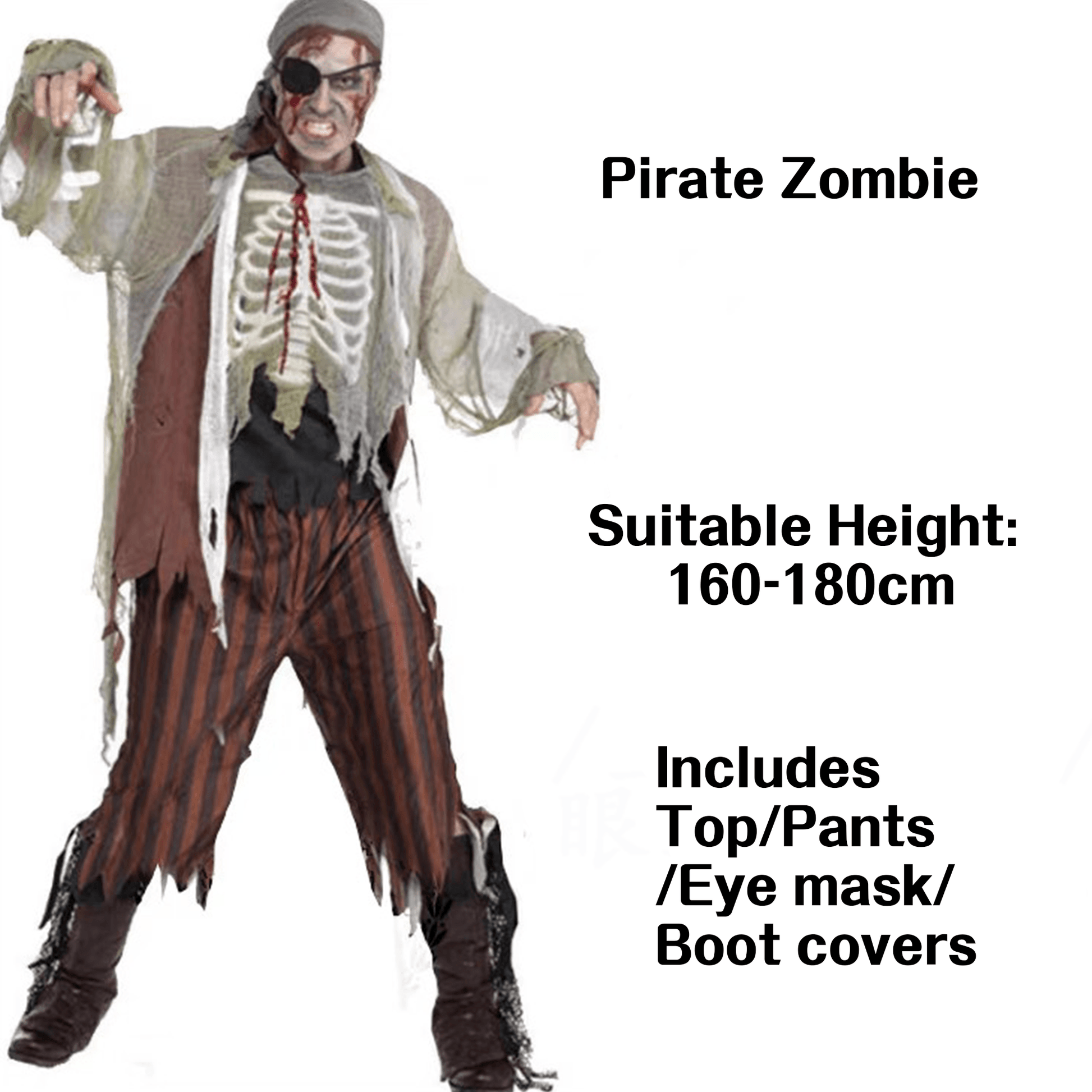 Pirate Zombie Halloween Costume – Undead Buccaneer Outfit for Adults - party X party
