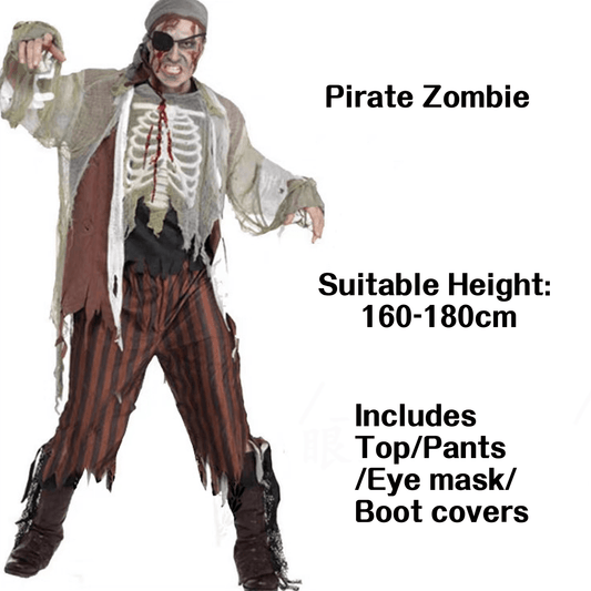 Pirate Zombie Halloween Costume – Undead Buccaneer Outfit for Adults - party X party