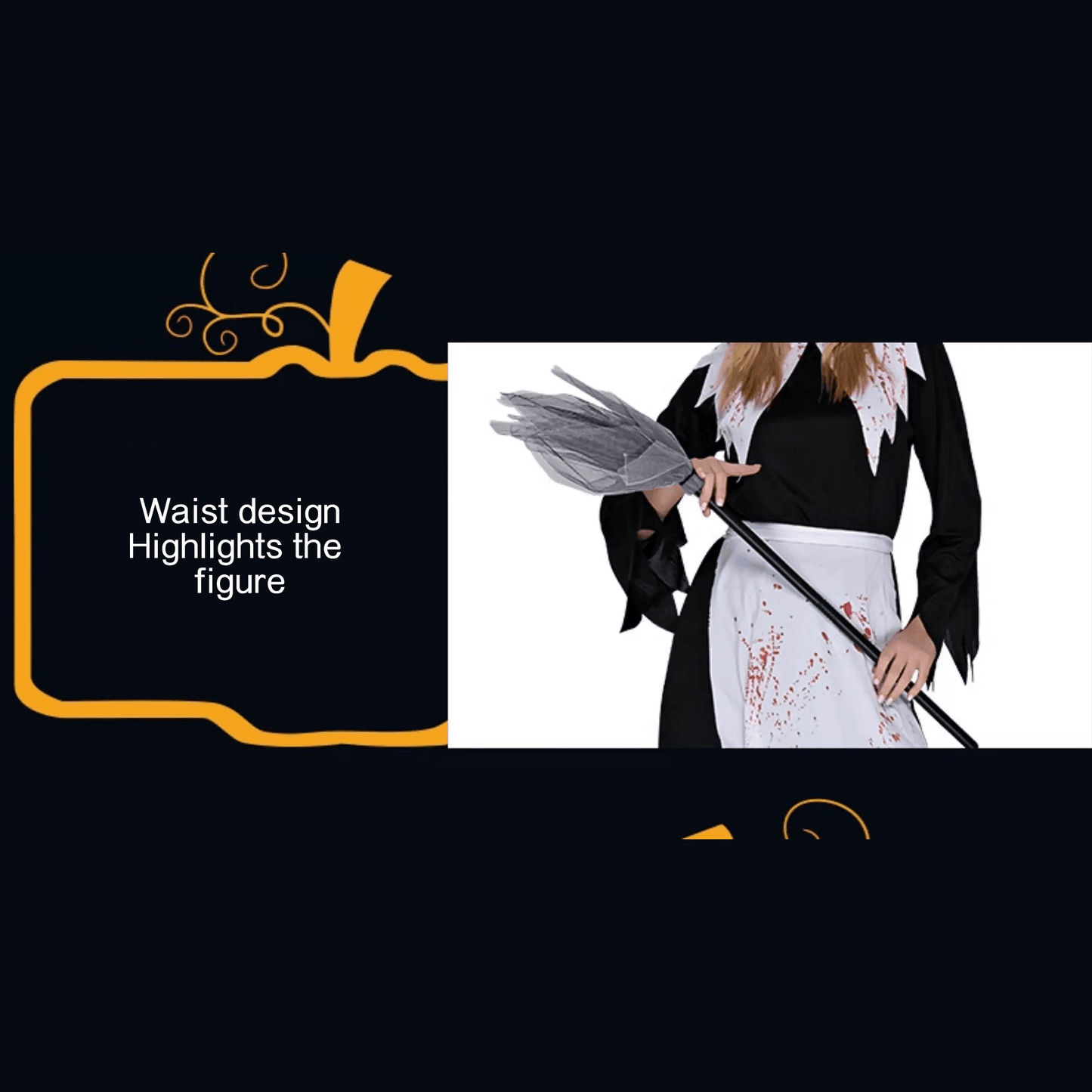 Bloody Witch Halloween Costume – Spooky Witch Dress with Hat & Broom - party X party