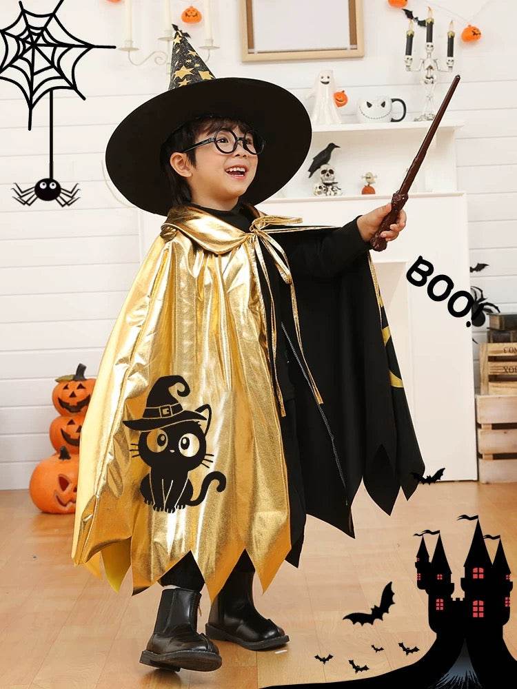 Magical Kids Halloween Wizard Costume Set Cape Cloak – Perfect for Boys & Girls - party X party