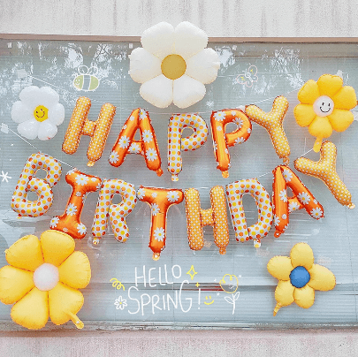 HAPPY BIRTHDAY Aluminum Film Daisy Flower Aluminum Film Balloon Birthday Party--S164