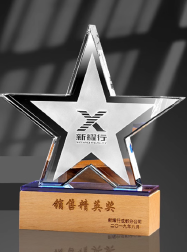 Wooden trophy crystal five-pointed star trophy – TR-805