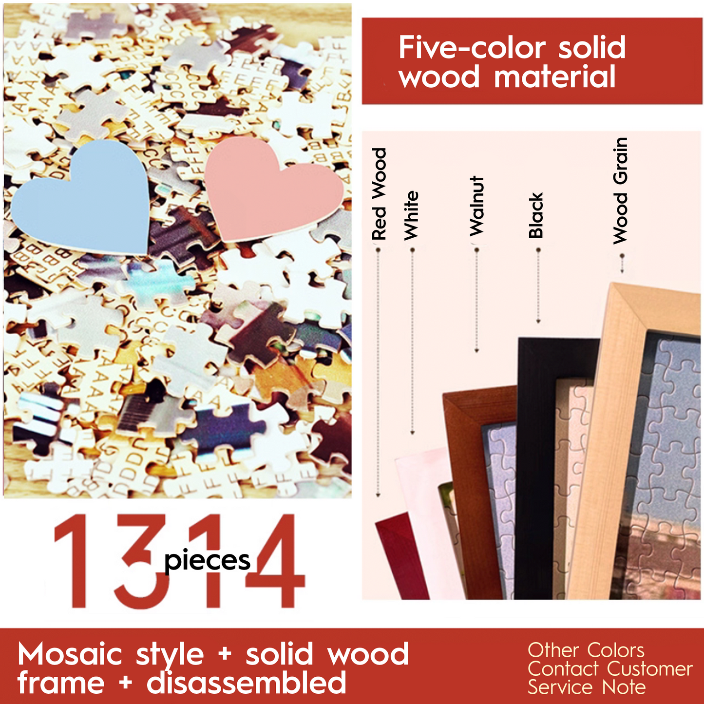 Personalized Couple Photo Jigsaw Puzzle with Solid Wood Frame – Custom Love Puzzle Gift (500–1314 Pieces)