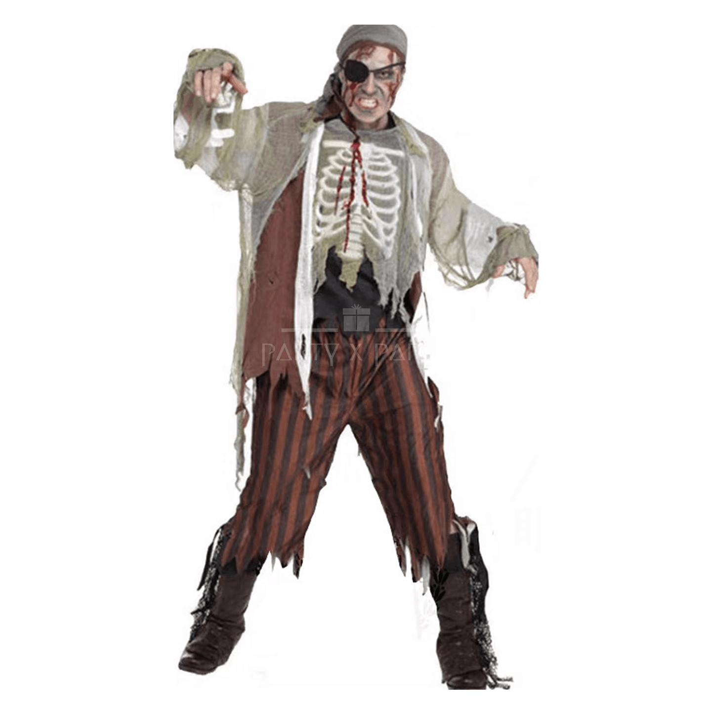 Pirate Zombie Halloween Costume – Undead Buccaneer Outfit for Adults - party X party