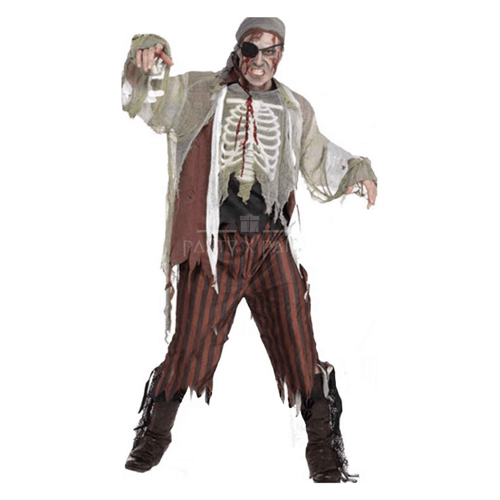 Pirate Zombie Halloween Costume – Undead Buccaneer Outfit for Adults - party X party