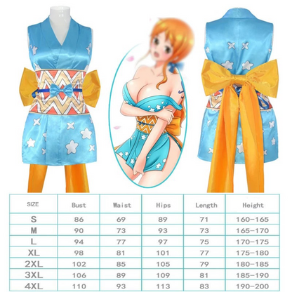 One Piece – Nami Yukata Live-Action Navigator Cosplay Anime Expo Role-Play Costume 0010 party X party