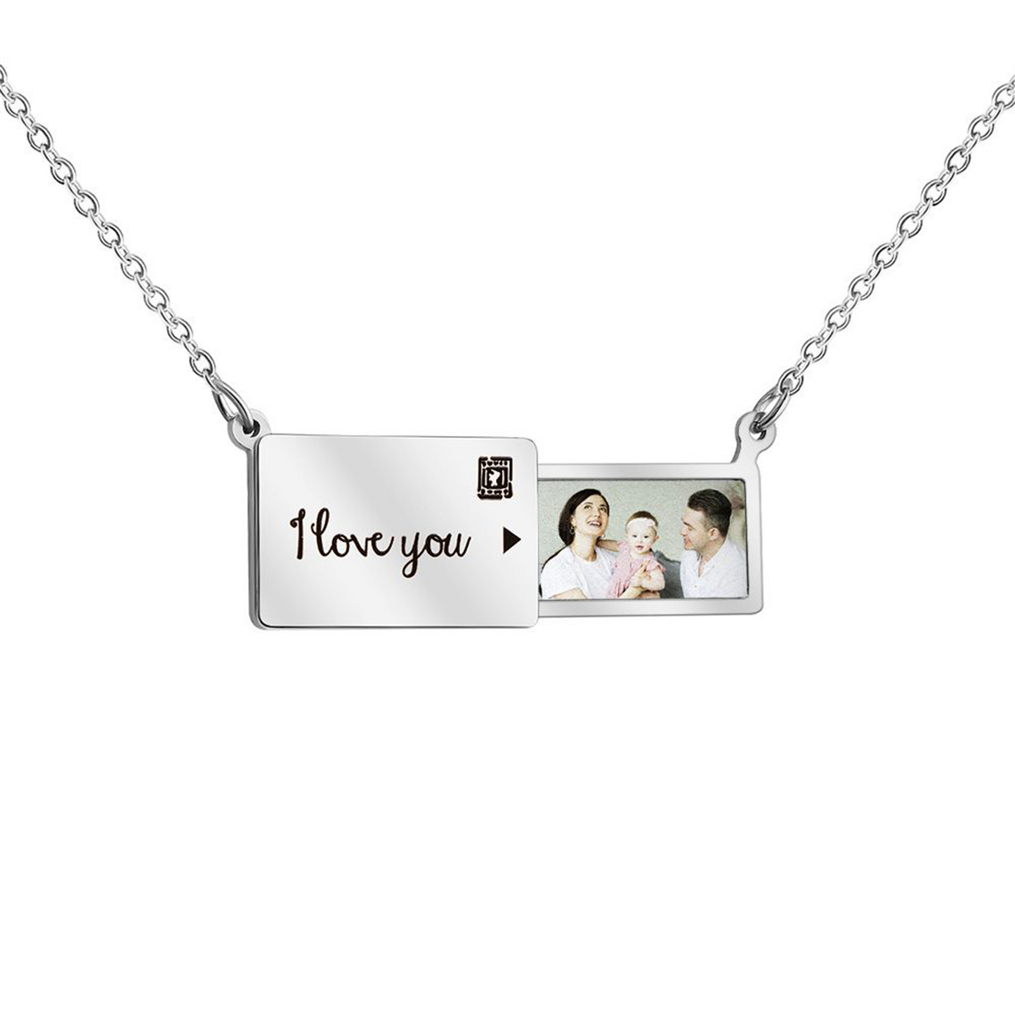 Custom Photo Envelope Locket Necklace | Engraved Stainless Steel Hidden Message Pendant | Minimalist Clavicle Chain Jewelry | Anniversary Gift