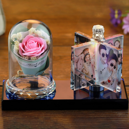 Custom Photo Crystal Lamp | Personalized Glowing Picture Frame | Unique Tabletop Wedding or Anniversary Gift | Creative DIY Light Display