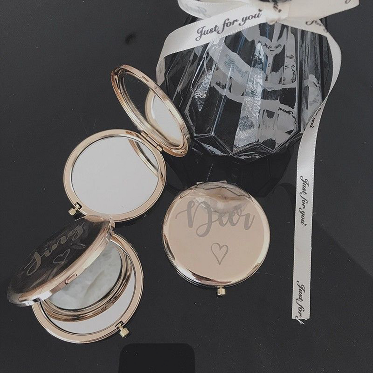 Custom Text Logo Portable Mirror – Bridesmaid Gift, Bride Souvenir, Company Gift, Graduation Gift, Makeup Mirror