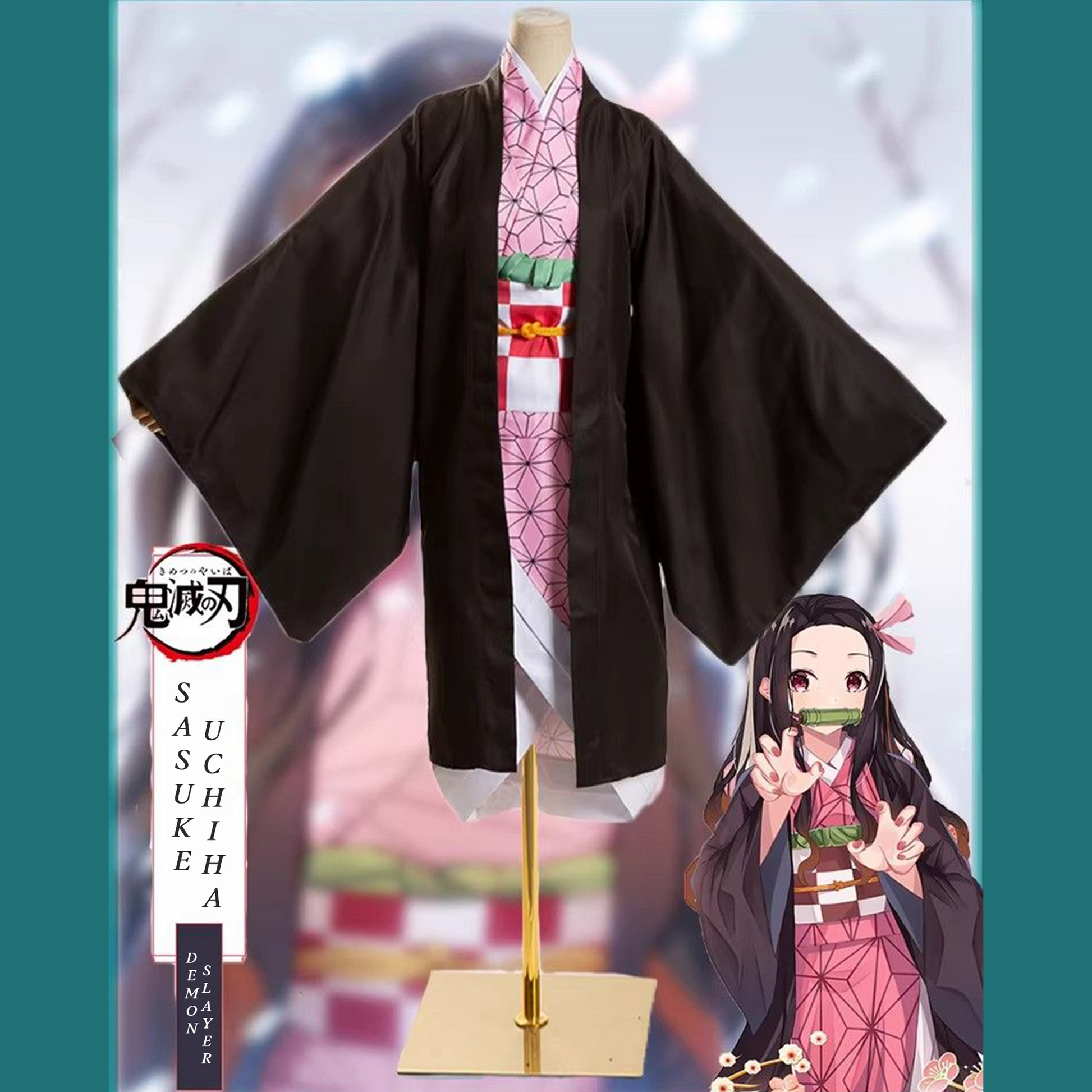 Demon Slayer Cosplay Collection – Kamado Nezuko Cosplay Costume with Wig G003 party X party