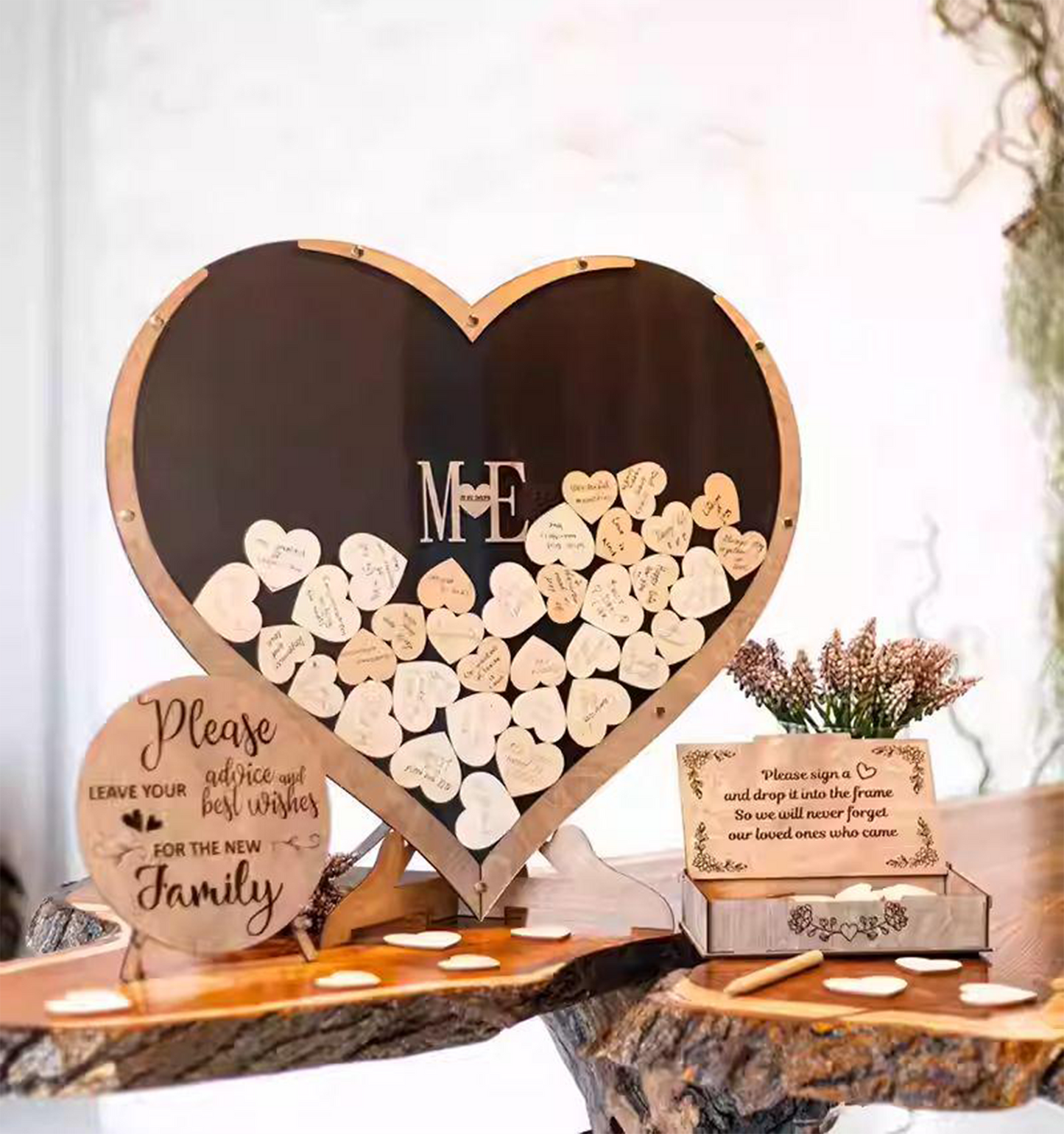Heart-Shaped Signature / Sign-In Frame – Vintage European Wedding Creative Message Board Ornament &amp; Display party X party