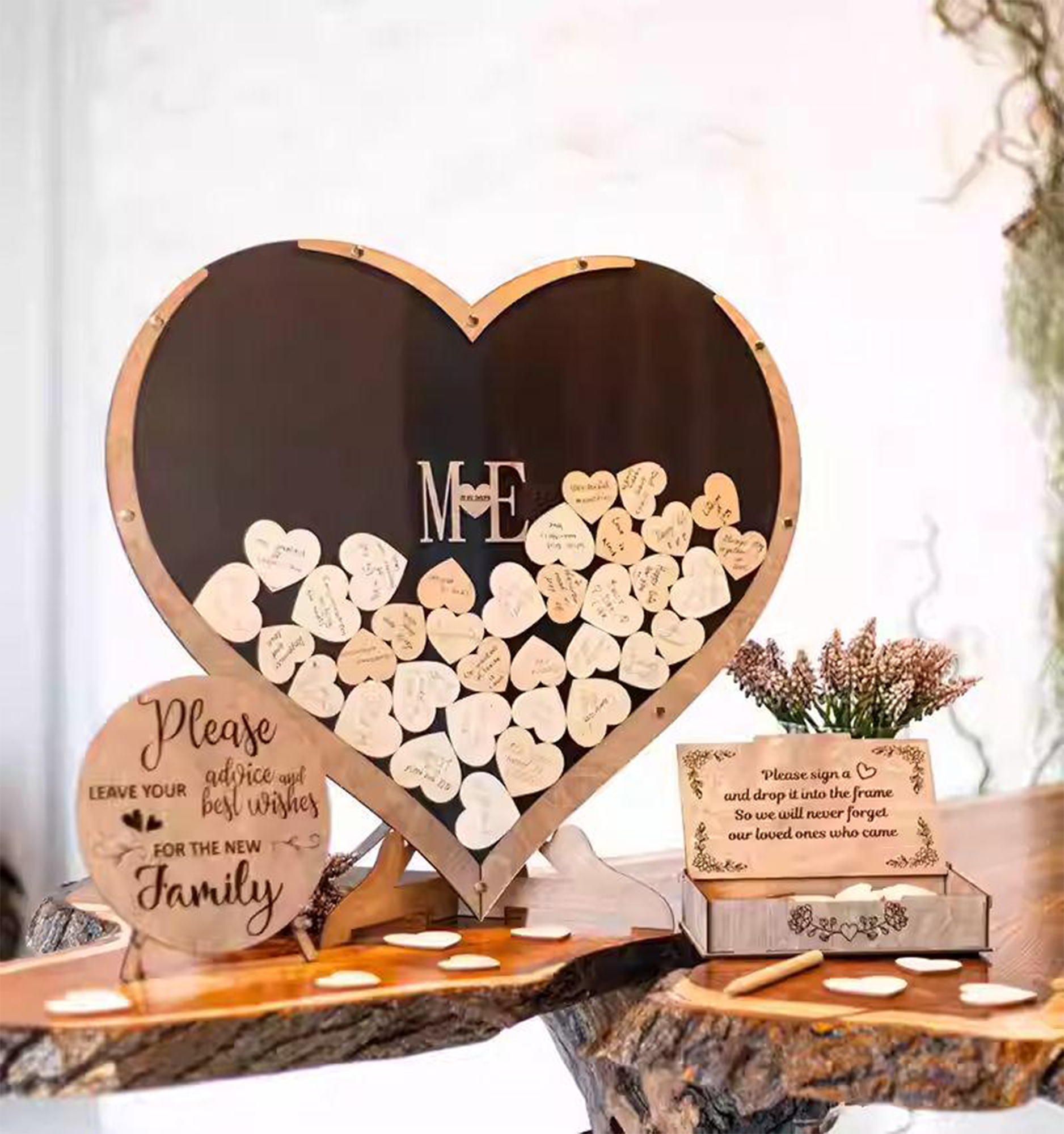 Heart-Shaped Signature / Sign-In Frame – Vintage European Wedding Creative Message Board Ornament &amp; Display party X party