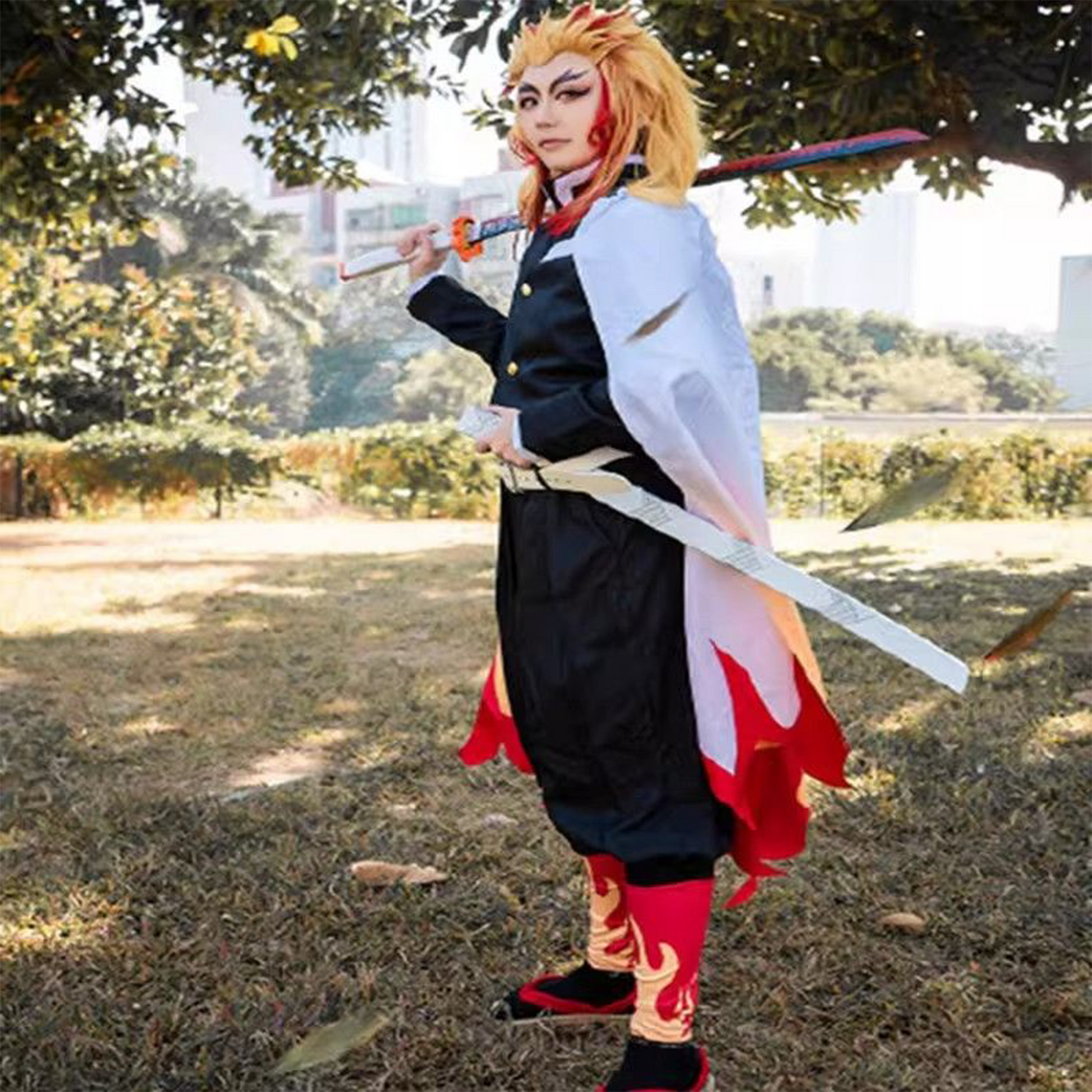 Rengoku Kyojuro Cosplay Costume – Demon Slayer Flame Hashira Uniform Men's Kimono G002 party X party