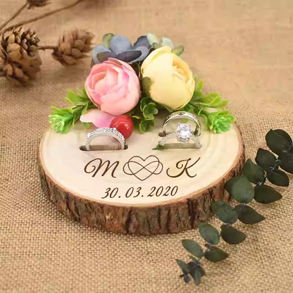 Vintage Engraved Wooden Proposal Ring Holder/Tray, European Wedding Ring Holder/Tray party X party