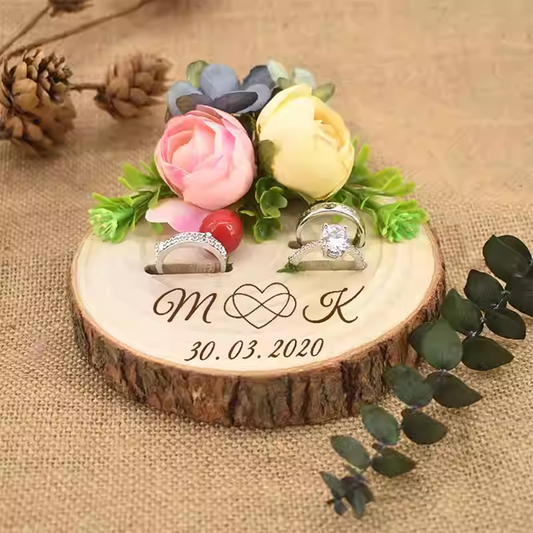 Vintage Engraved Wooden Proposal Ring Holder/Tray, European Wedding Ring Holder/Tray party X party