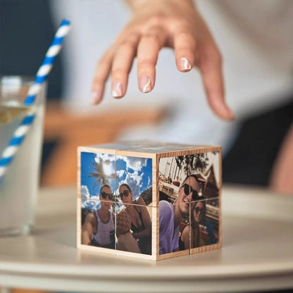 Custom Photo Wooden Infinity Cube (with Base)