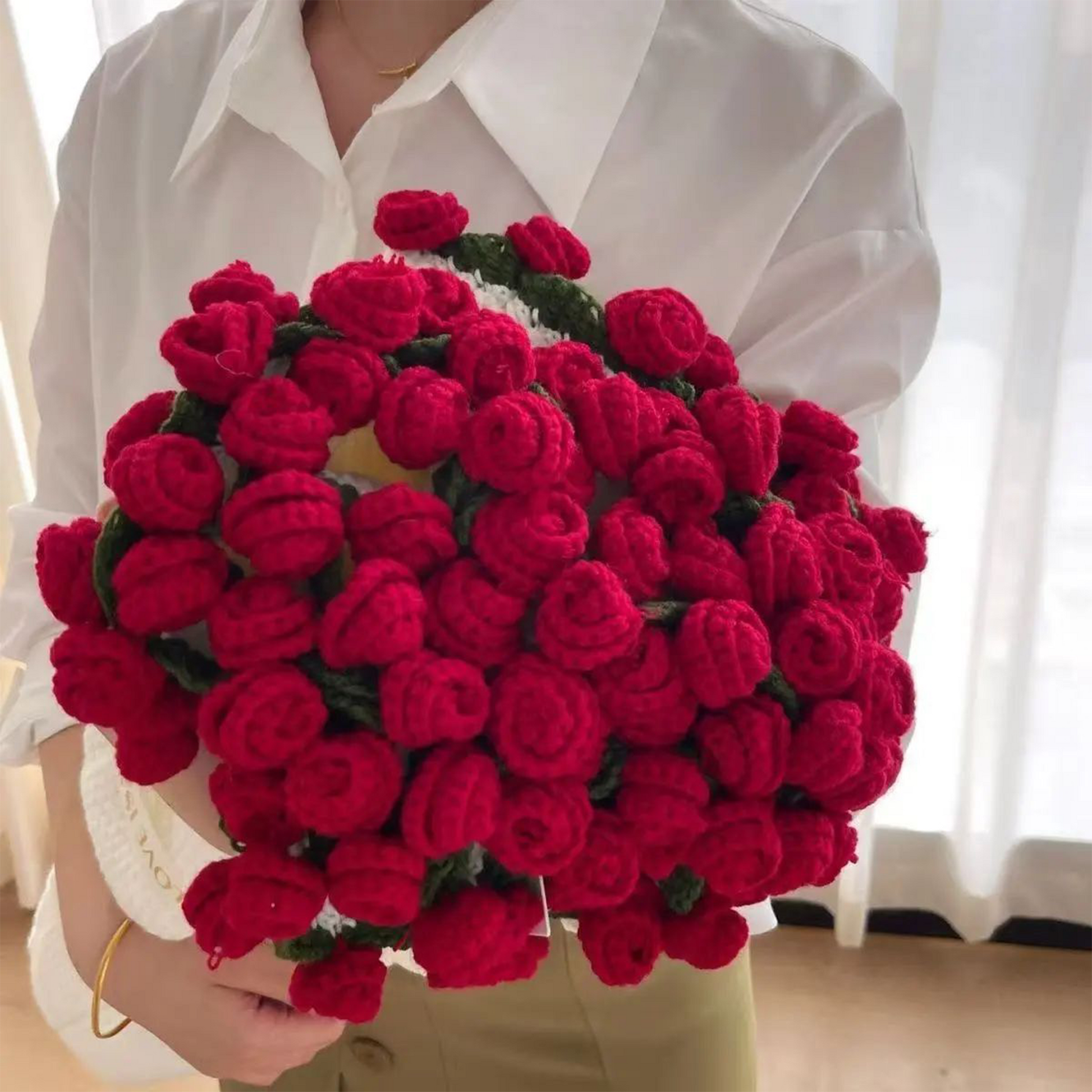 Handmade Rose Flower Woven Blanket/Throw and Never-Fading Bouquet party X party