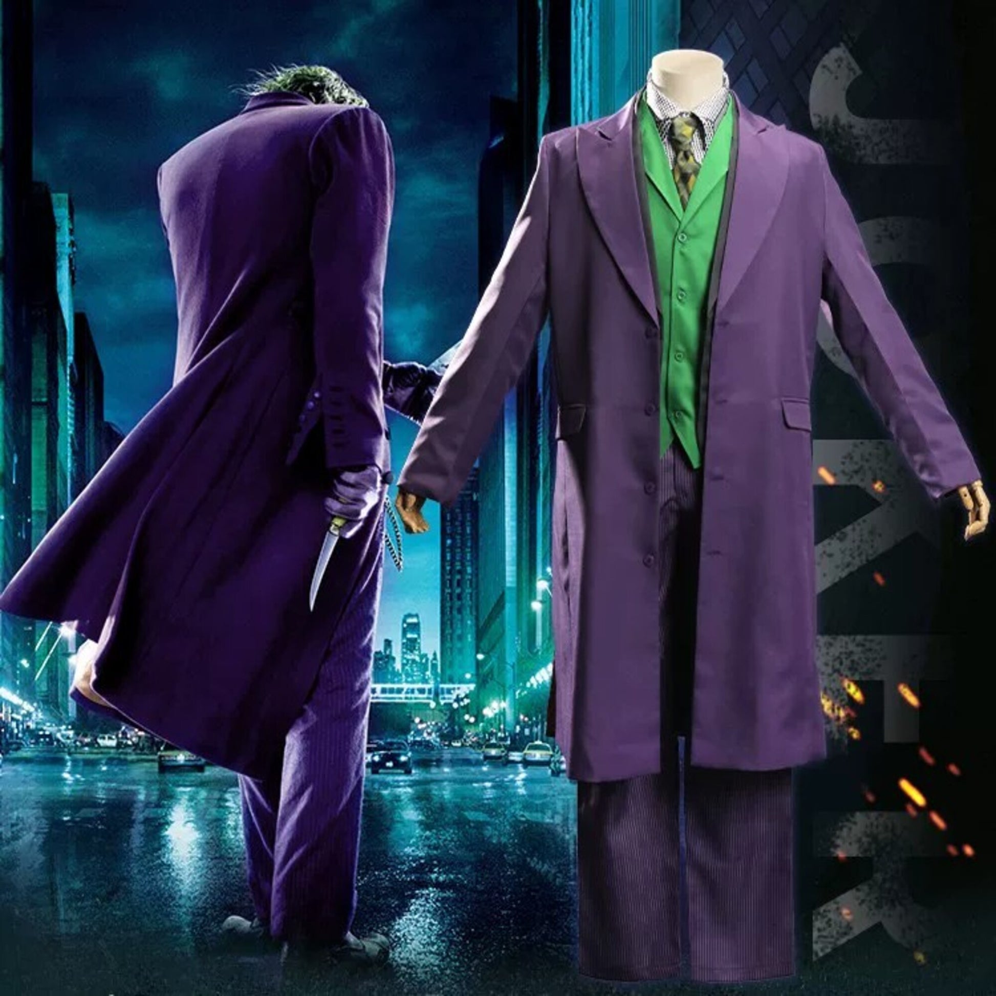 The Dark Knight Joker Heath Ledger Cosplay Costume – Movie Villain Suit Performance Outfit | DC101 party X party