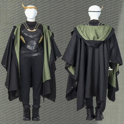 Female Loki Upgraded Cosplay Costume Set – Helmet, Vest, Cape, Gloves & Belt Full Outfit | MTJ317 party X party