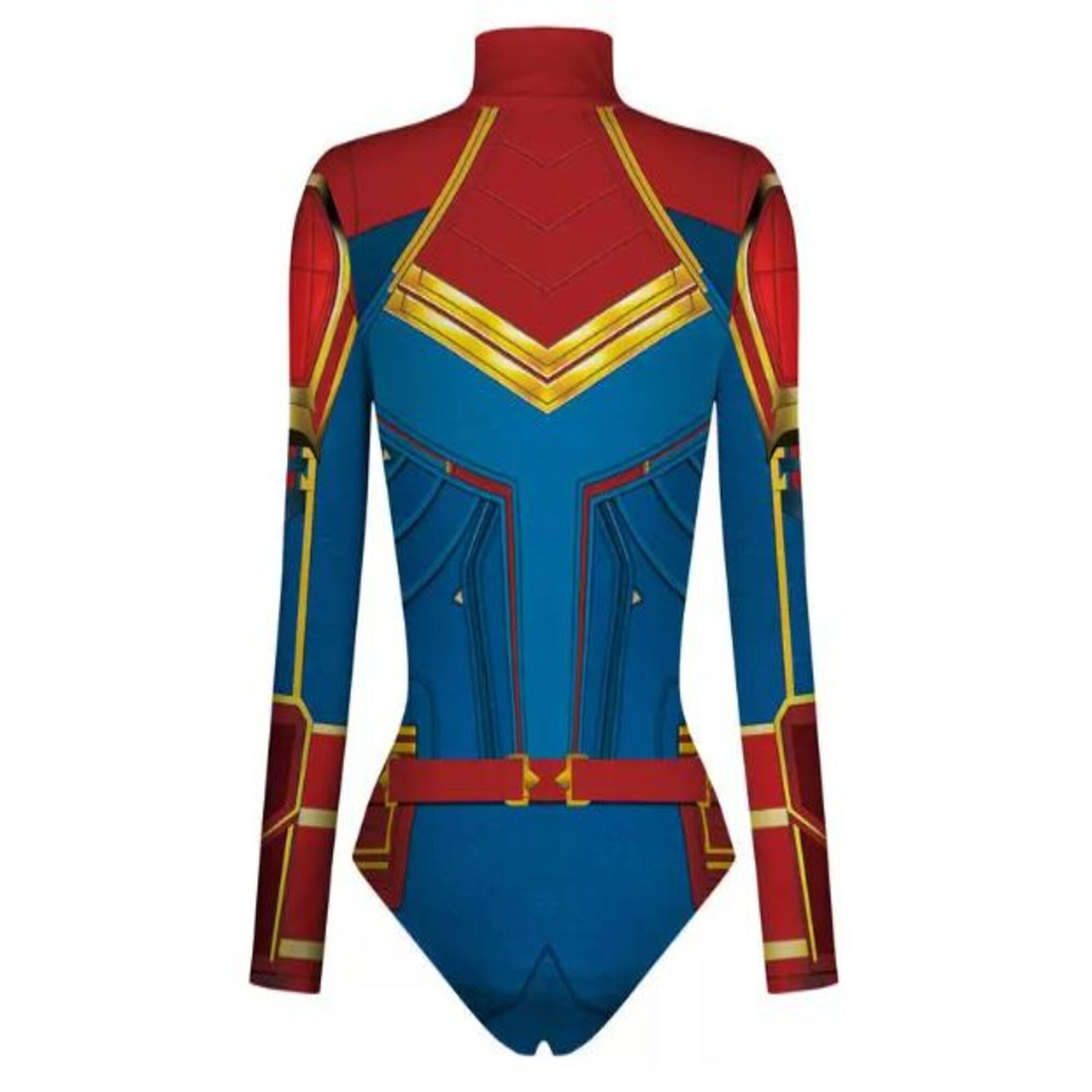 Captain Marvel Women’s Printed Bodysuit Cosplay Costume – Superhero Performance Outfit | MTJ314 party X party