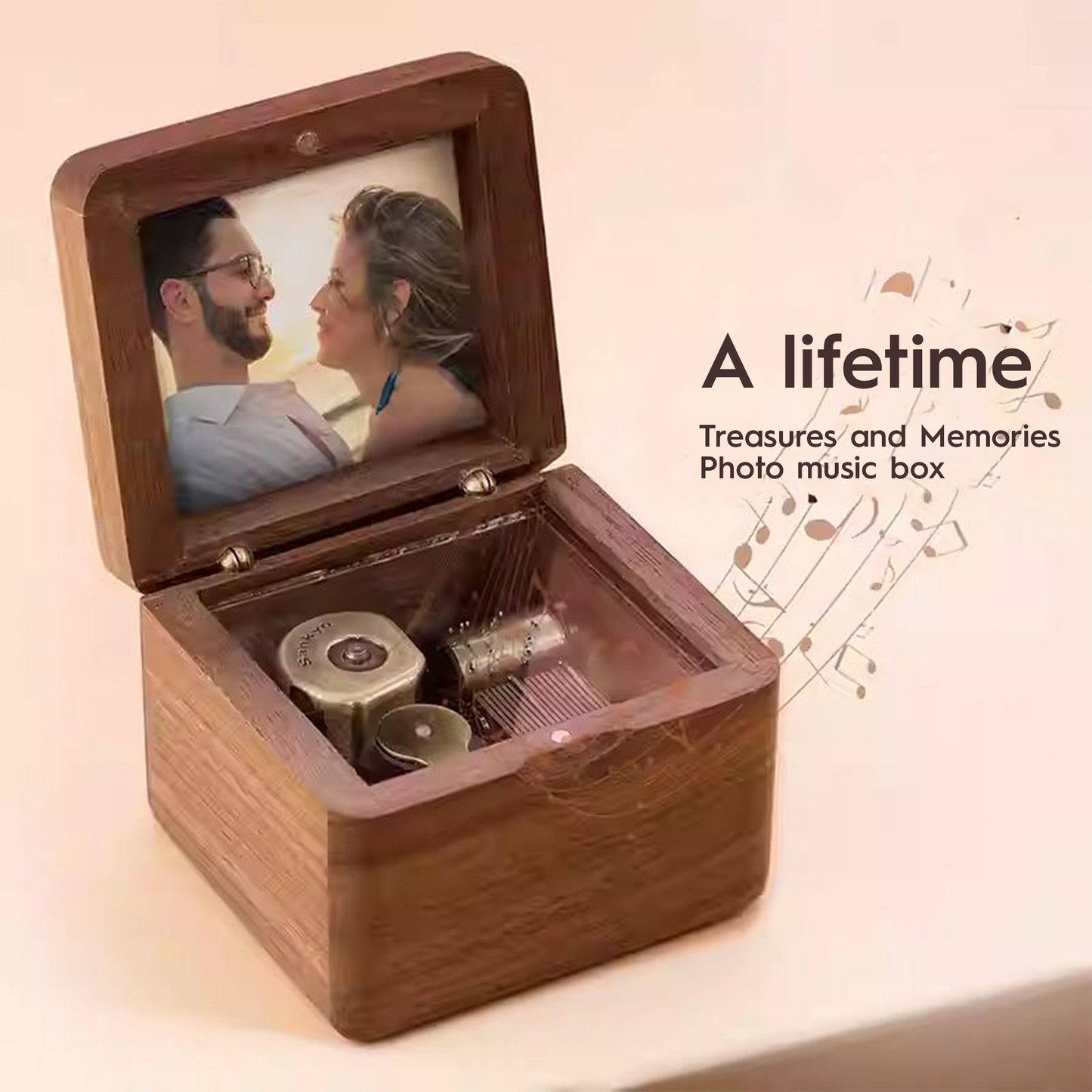 Walnut Wood Music Box, Custom Photo Commemorative Gift, Music Box party X party