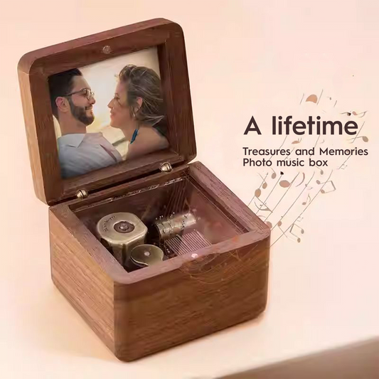 Walnut Wood Music Box, Custom Photo Commemorative Gift, Music Box party X party