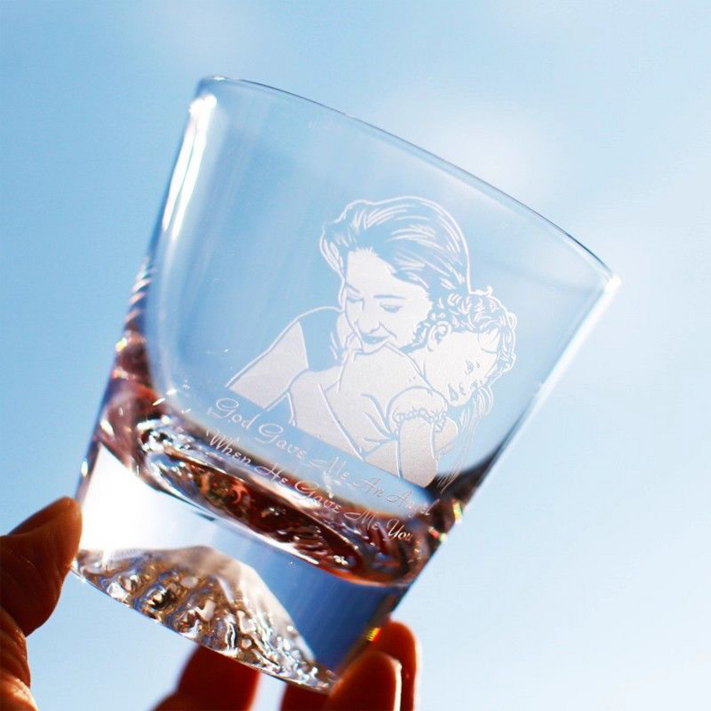 Mount Fuji Japanese Whiskey Glass | Custom Portrait Engraved Beer Mug | Personalized Logo Glassware & Unique Barware Gift