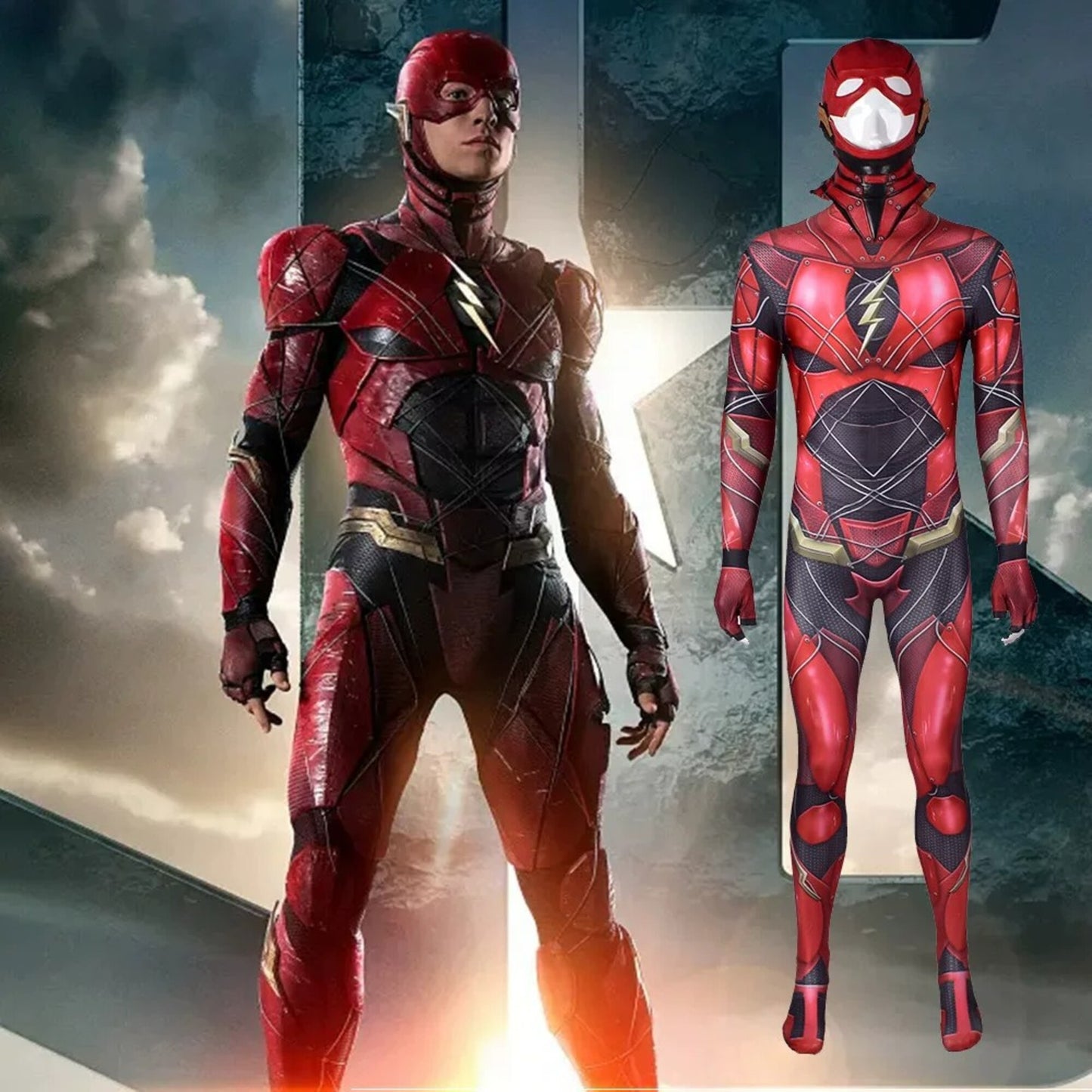 The Flash Barry Allen Justice League Cosplay Costume Superhero Halloween Stage Performance Outfit for Men Adults – DC304 party X party