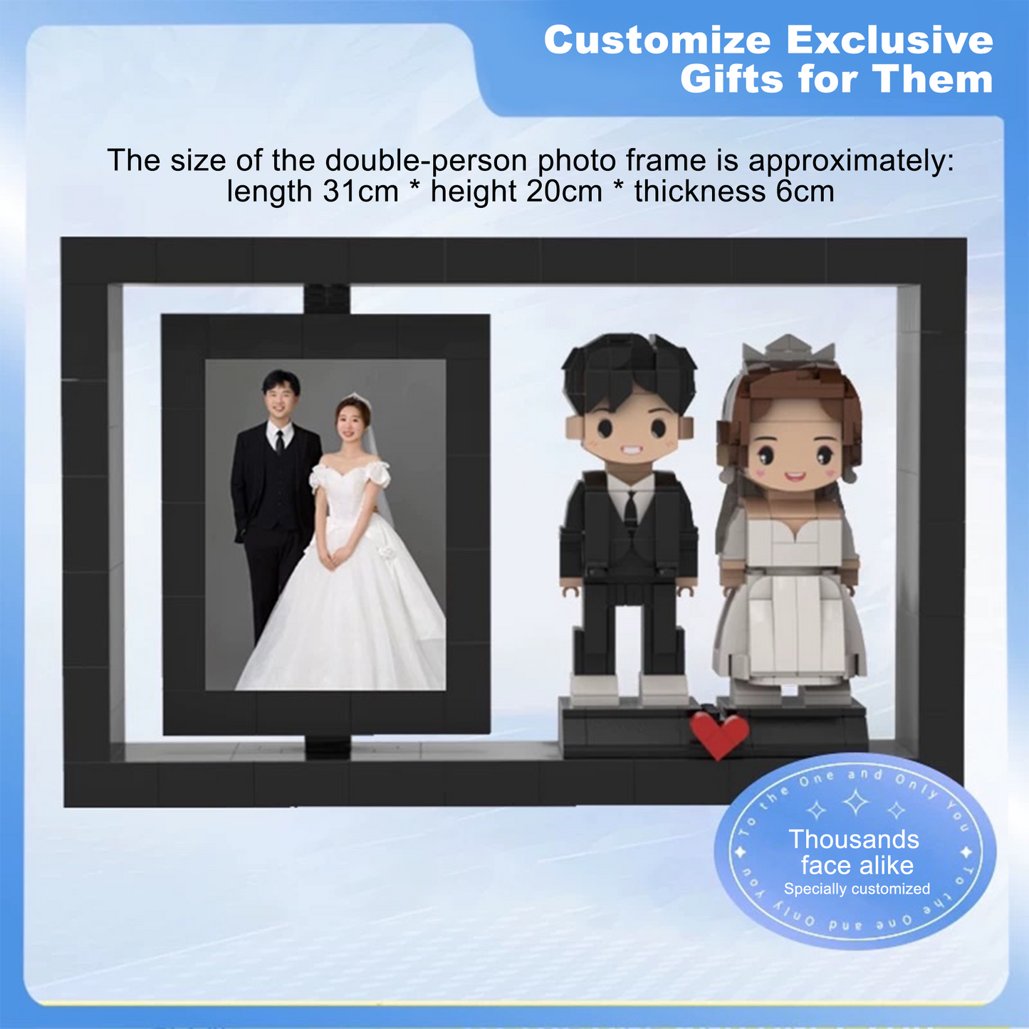 Custom Couple Photo Building Blocks & Figurines