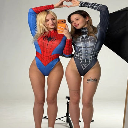 Black Spider-Man Women’s Printed Bodysuit Cosplay Costume – Superhero Performance Jumpsuit | MTJ313 party X party