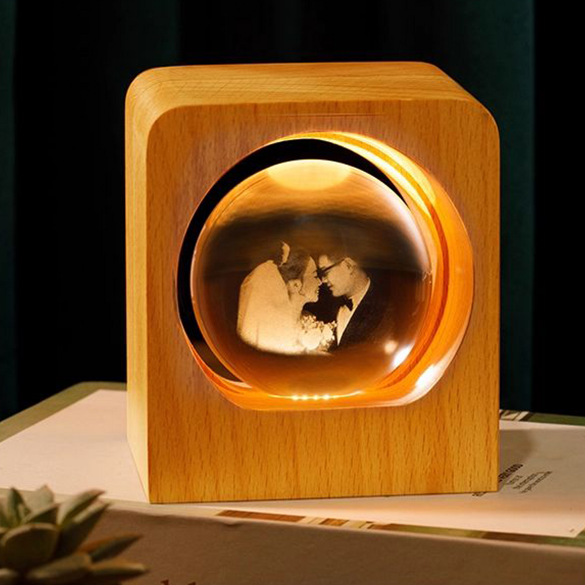 Photo DIY Private Custom Crystal Ball Night Light Ornament/Display, Wedding Anniversary Gift for Newlyweds party X party