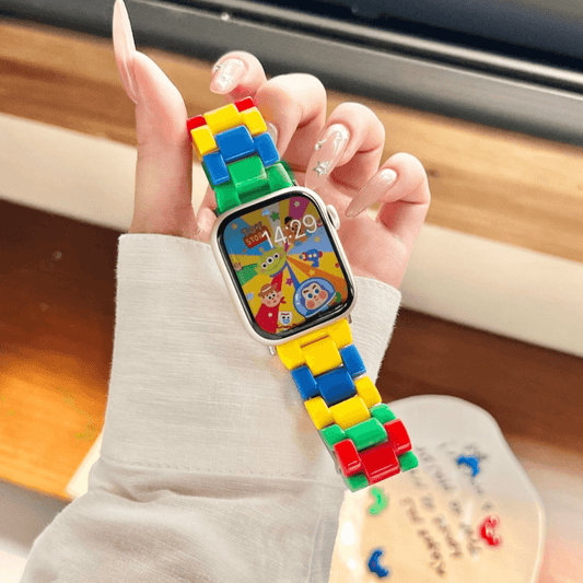 Colored building block pc resin watch strap suitable for Apple watch iwatch98 generation 7654UltraSE – SW-09