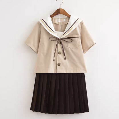 Authentic Japanese Sailor Suit | Short-Sleeve JK School Uniform for Women | Summer Soft-Girl Pleated Skirt Set C029 party X party