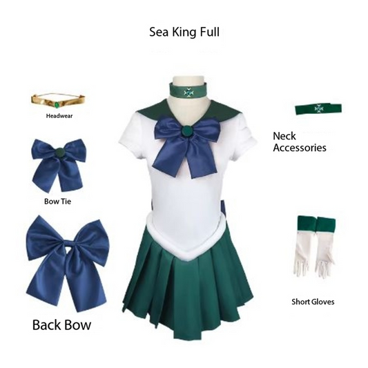 Sailor Moon Michiru Kaiou Cosplay Costume Full Set – Neptune Green Dress SM004 party X party