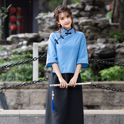 Chinese Republic-Era Student Outfit | May Fourth Youth Costume for Women & Children | Men’s Zhongshan Suit Stage Performance Set C067 party X party
