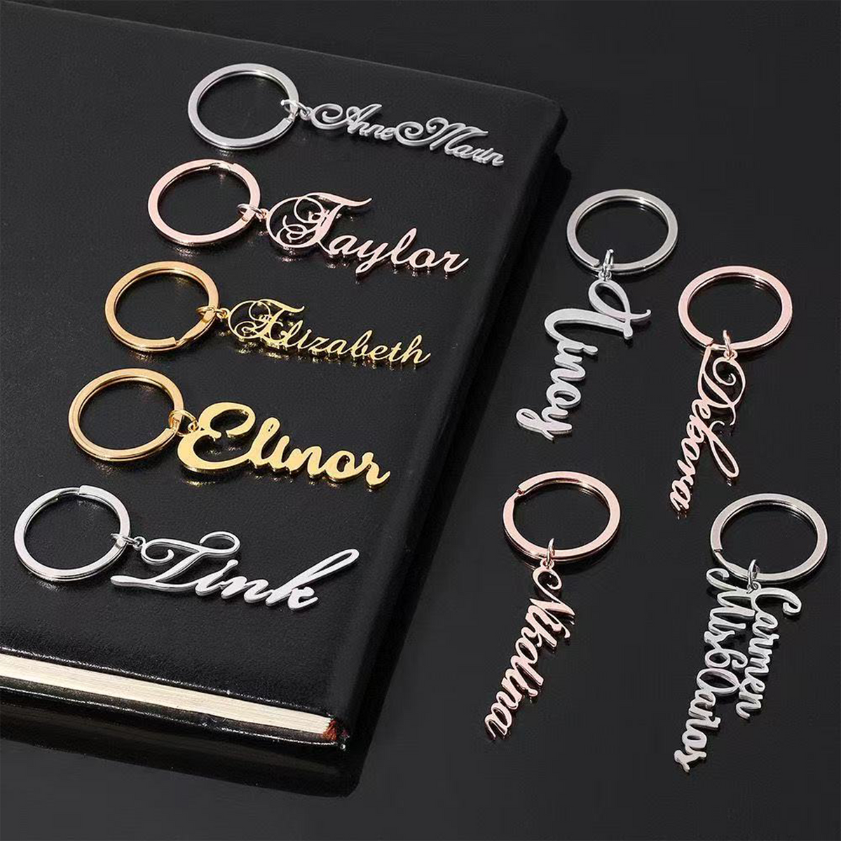 Simple Name Keychains Custom Keychain, DIY Name, Letter, or Phrase, Simple Couple's Gift ...