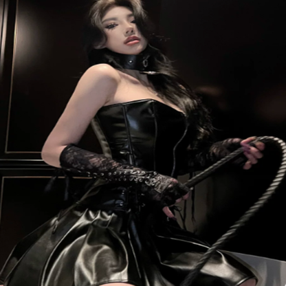 Catwoman Sexy Halloween Cosplay Costume 2-Piece PU Leather Bunny Girl Outfit Set for Party & Comic Con – DC406 party X party