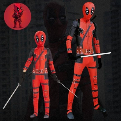 Deadpool Kids Battle Suit Costume – Marvel Superhero Full-Body Cosplay Jumpsuit for Boys Halloween Party Outfit | MTJ201