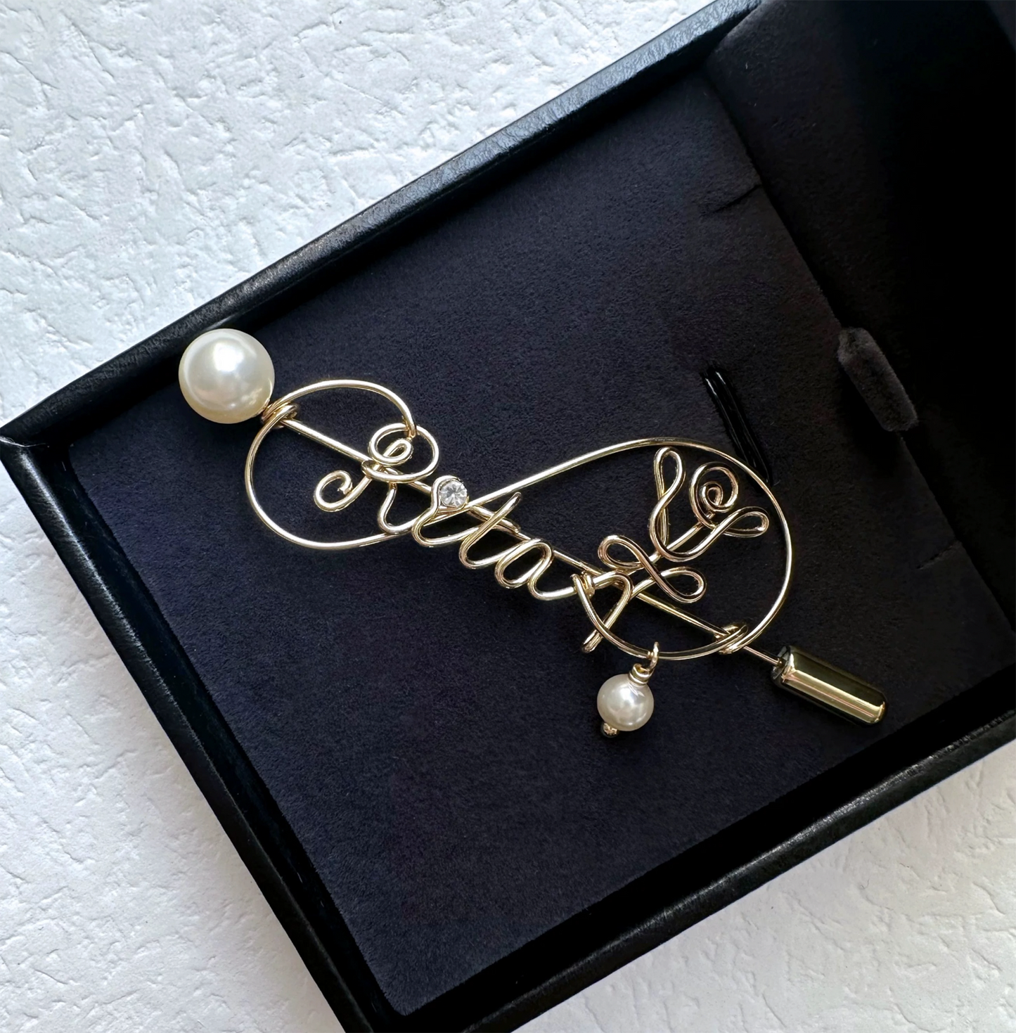 Custom Pearl Rose Flower Brooch, Original Designer Style "Little Chanel" Style Gift party X party